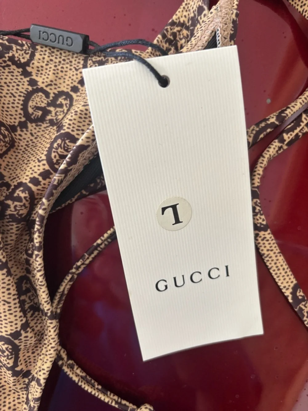 Gucci Brown Beige GG Logo Triangle Bikini - Picture 2 of 3